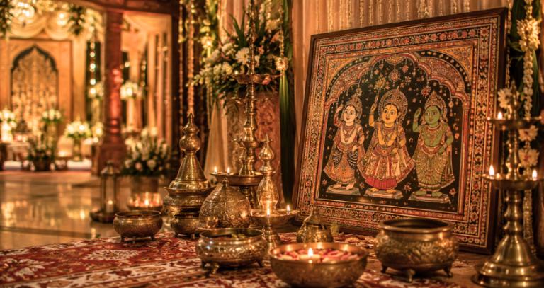 Odishan Craft in Wedding Decor: Pattachitra, Brass, and Bell Metal